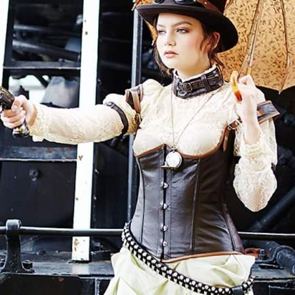 Dracula Clothing Leather Under Bust Corset Steampunk M - Picture 4 of 9